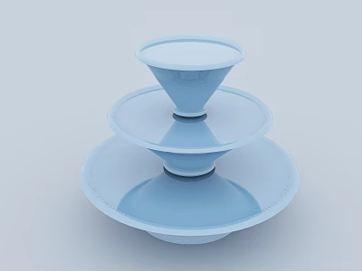 Light Blue Three Tiered Circular Garden Decorative Piece For Plant 3d model