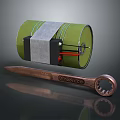 Green Fabric Roll With Gray Straps For Clothing Accessories And Fasteners