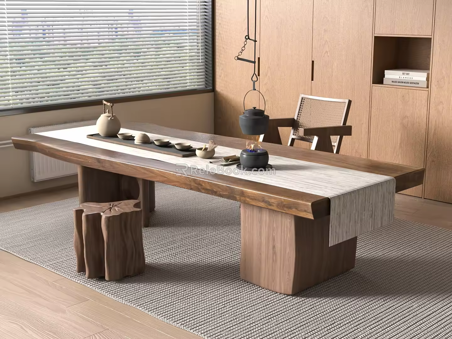 Modern Tea Set Tea Table and Chair 3d model