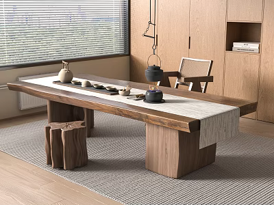 Modern Tea Set Tea Table and Chair 3d model