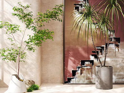 modern potted plant potted plant 3d model