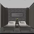 Relaxing SPA Sauna Interior with Stone Wall Massage Beds and Serene Ambient Lighting