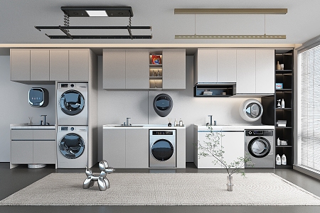 Modern balcony washing machine cabinet laundry 3d model