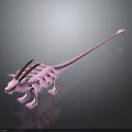 Pink Fantasy Creature Character With Spiked Back Wings And Long Tail