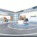 Professional TV Studio Setup With Large Screens Anchor Desk And Lighting 3d model