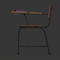 Wooden Student Desk Chair With Metal Frame And Books On Table