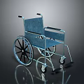 Sturdy Durable Medical Wheelchair With Metal Frame And Blue Comfortable Seat