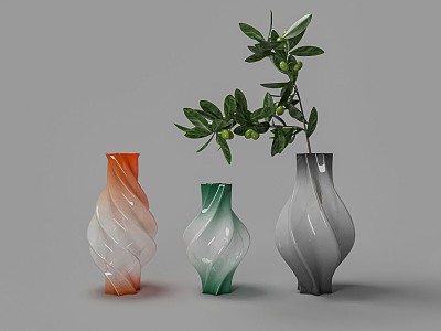 Nordic Creative Tornado Shape Frosted High Sense Vase 3d model