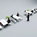 Modern White Table Chair Sets In Office Meeting Area With Sleek Design And Green Plants