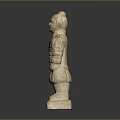 Ancient Chinese Terracotta Warrior Sculpture with Intricate Armor and Clay Design