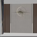 Decorative Interior Wall Featuring Light Textured Center Dark Wooden Panels Circular Light And Mountain Decoration