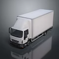White Box Truck With Closed Cargo Container On Dark Background For Transportation 3d model