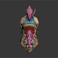 Blue Military Vehicle Horse With Pink Mane Tail Golden Decorations And Red Gemstone Saddle