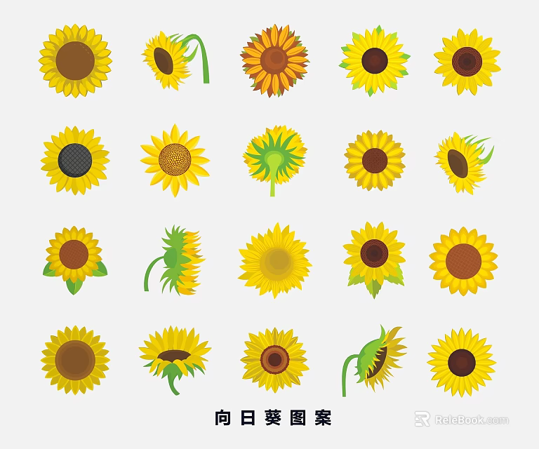 Decorative Sunflower Pattern Wall Decor With Various Designs And Bright Yellow Petals 3d model 