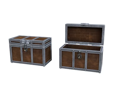 Wooden Storage Trunks With Metal Frames Lock In Open And Closed States For Daily Use 3d model