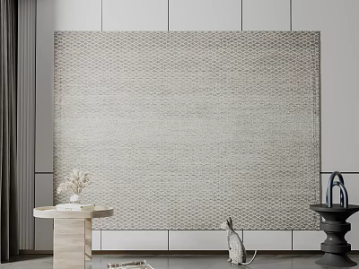 Minimalist Side Table With Vase In Modern Interior Light Wall Gray Curtains And Animal Decor 3d model