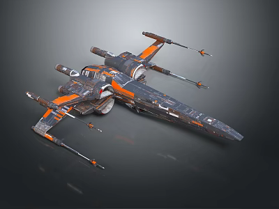 Gray And Orange Themed Amusement Equipment With Multi Engine Wings For Theme Parks 3d model