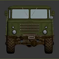 Green Military Truck With Front Cab Open Cargo Bed And Off Road Tires