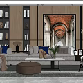 Modern sofa coffee table combination 3d model