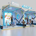 People Using Interactive Sports Equipment With Digital Screens In Modern Exhibition Area