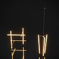 Modern Geometric LED Chandelier with Metal Frame and Linear Illuminated Stripes Design