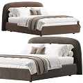 Modern Upholstered Double Bed with Comfortable Pillows Comforter and Blanket and Different Color Headboard Options