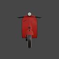 Game Movie Character Riding Red Scooter With Beige Seat Black Handlebar White Tires