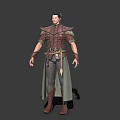 Game Movie Character With Masked Face And Dark Leather Padded Armor Design