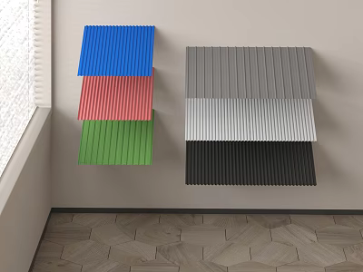 Multicolored Corrugated Panels Mounted On Wall For Modern Home Interior Design 3d model