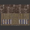 Wooden House Featuring Rusted Metal Roof And Blue White Striped Railings On Porch