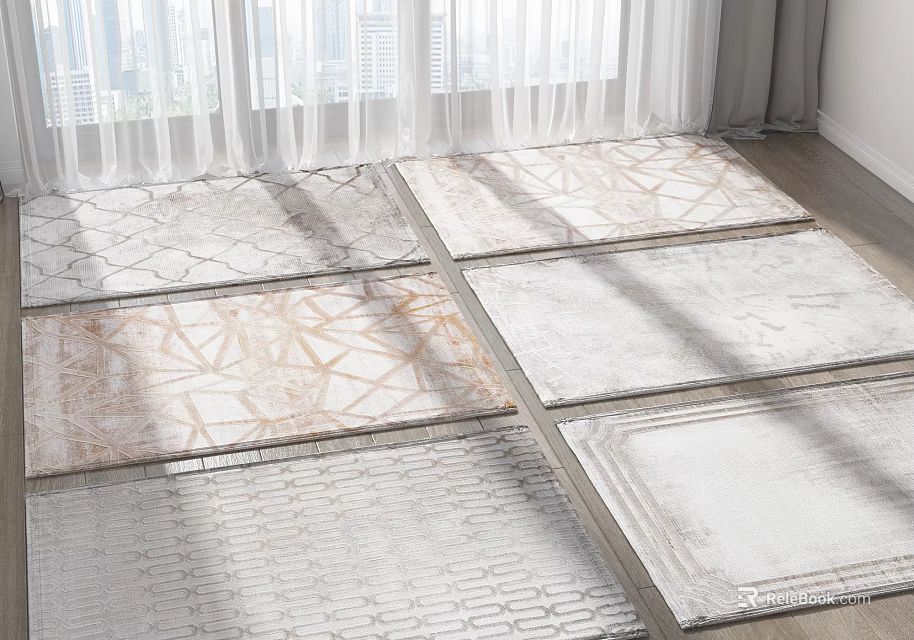 Square Rugs In Various Modern Designs For Bright Sunlit Indoor Rooms 3d model 