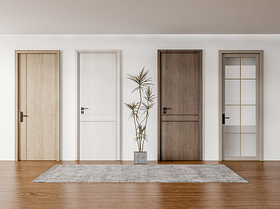 Modern swing door single door wooden door 3d model