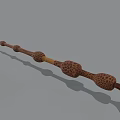 Ornate Wooden Carved Long Handle Household Item With Ergonomic Grip Design