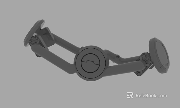 Gray Industrial Metal Mechanical Bracket With Circular Center And Adjustable Arms 3d model 