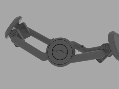 Gray Industrial Metal Mechanical Bracket With Circular Center And Adjustable Arms 3d model