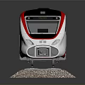 Modern High Speed Train with Sleek White Red Stripe Design on Railway Track 3d model