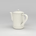 Technology Exhibition Hall Displaying White Teapot And Small Jar With Ribbed Design
