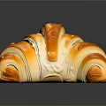 Golden Buttery Flaky Croissant With Shiny Layered Texture On Black Surface
