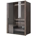 Modern Wooden Shower Sauna Interior Design With Glass Door And Towel Shelves