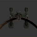 Industrial Mechanical Equipment With Three Copper Colored Blades And Sturdy Metal Stand