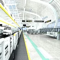 Modern Metro Station Platform with Passengers Directional Signage Ceiling Structure and Floor Design 3d model