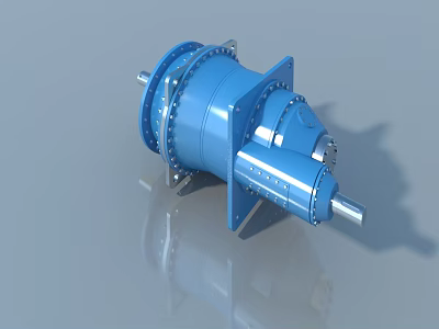 Swing Door Blue Metal Gear Mechanism With Bolted Structure And Shaft 3d model