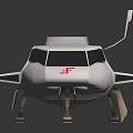 White Futuristic Geometric Craft With Red Logo And Landing Gear On Dark Reflective Surface