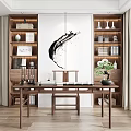 New Chinese Style Desk and Chair 3d model