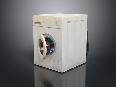 White Front Loading Washing Machine With Sleek Design And Control Panel 3d model