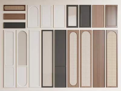 Modern Wardrobe Doors In Different Colors With Wooden Glass Rattan Panel Designs 3d model