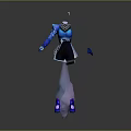 Stylish Fantasy Character In Blue White Outfit With Pink Creature Tail And Blue Accessories