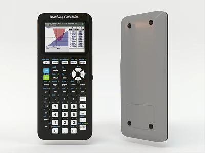 Office Appliance Graphing Calculator Featuring Screen Data Charts Black Body And Gray Back Cover 3d model
