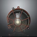 Car Radiator Fan Component With Red Circular Frame And Durable Metal Structure 3d model