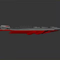 Streamlined Futuristic Water Vehicle With Metallic Skeletal Frame And Red Accent Details